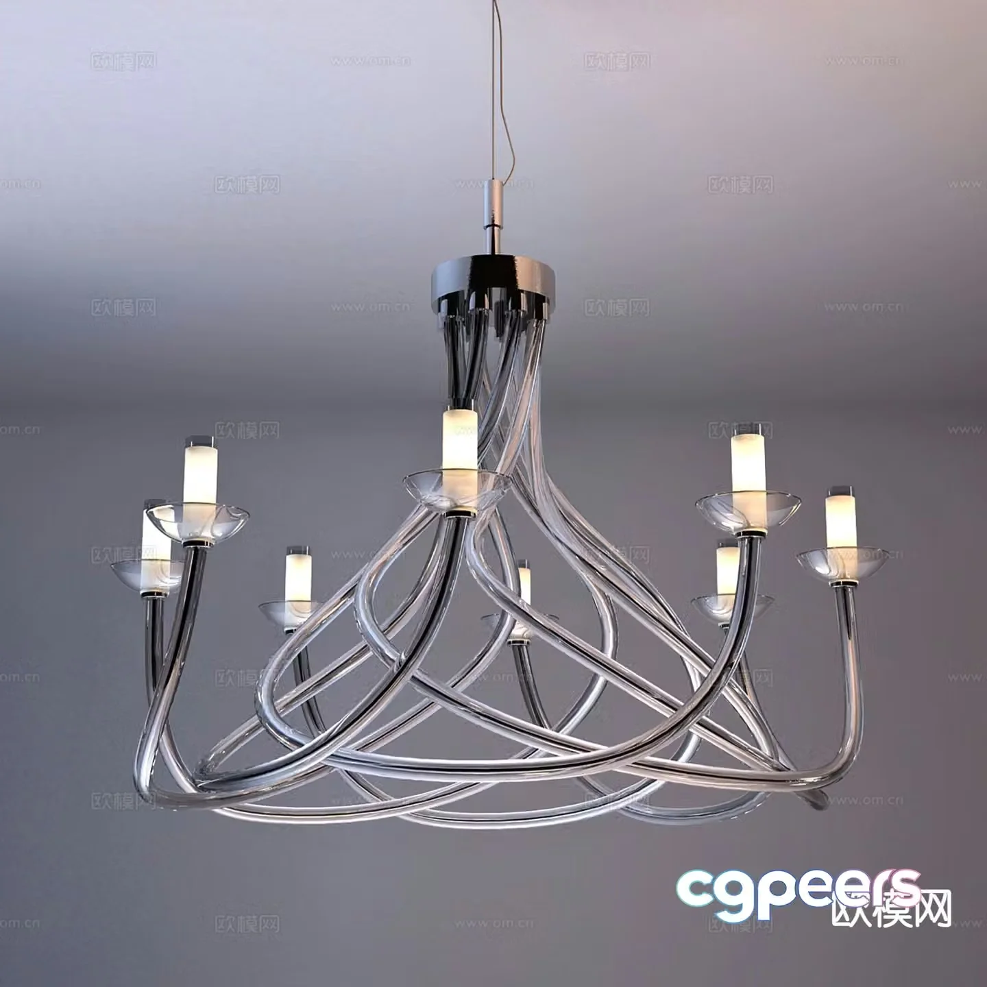 Modern multi-head chandelier hall chandelier 3d model