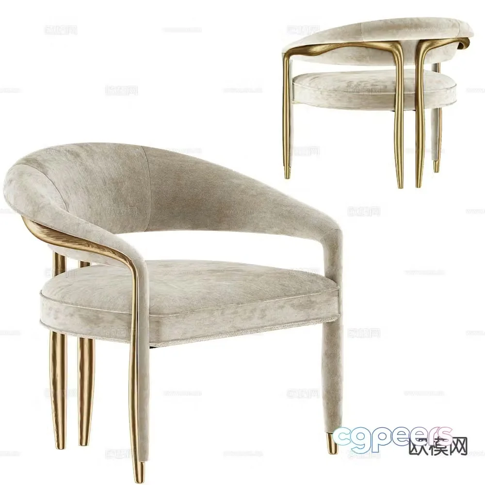 Salto light luxury chair dining chair 3d model