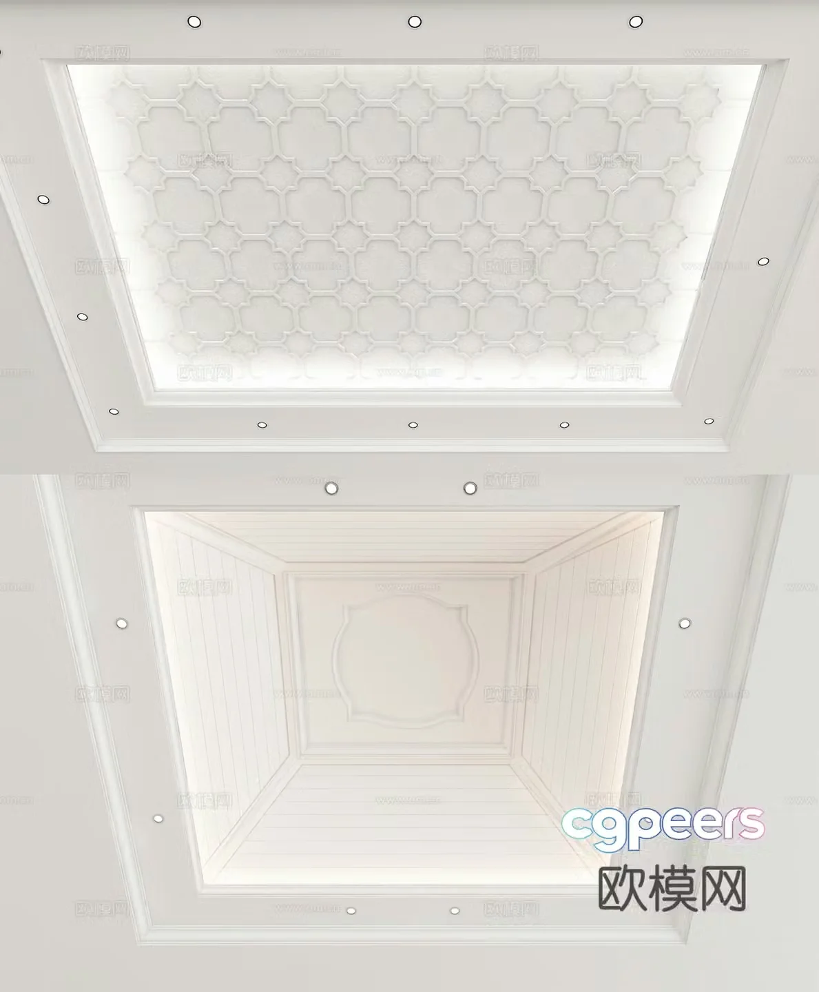 European style suspended ceiling square suspended ceiling modeling ceiling 3d model