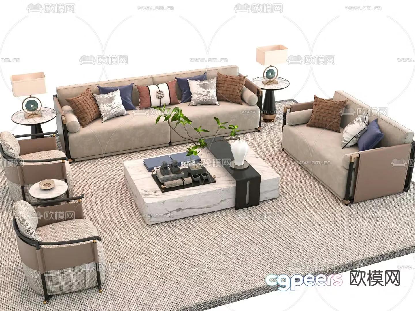 New Chinese style modular sofa 3d model