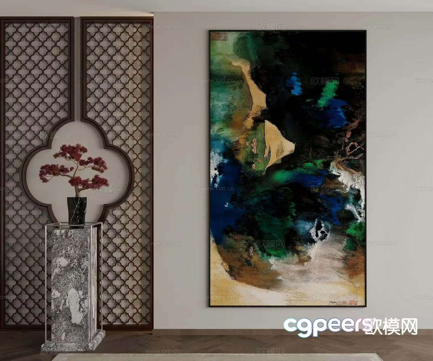 New Chinese style decorative painting traditional Chinese painting ancient painting 3D model