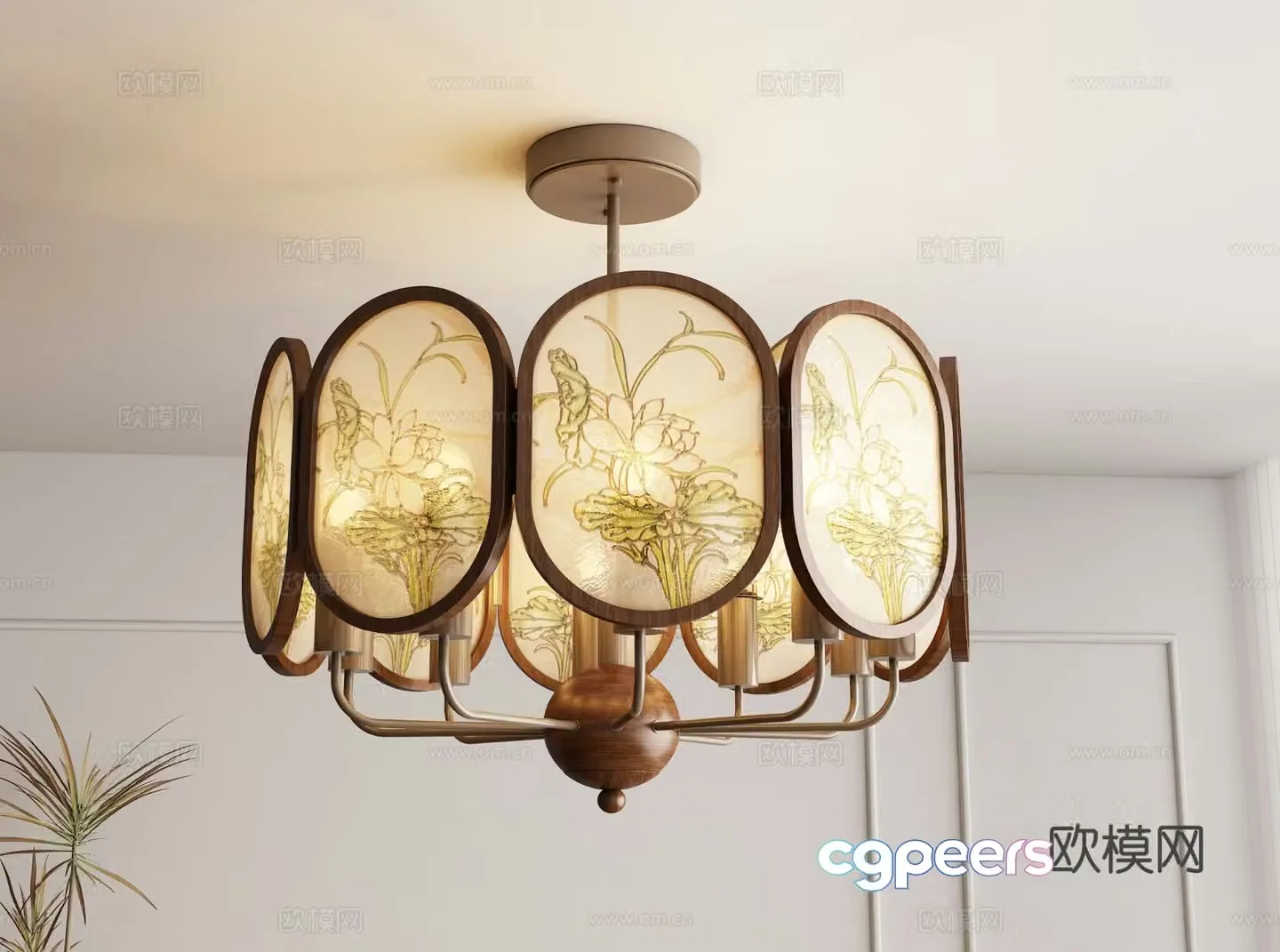 Medieval style glass chandelier multi-head chandelier 3D model