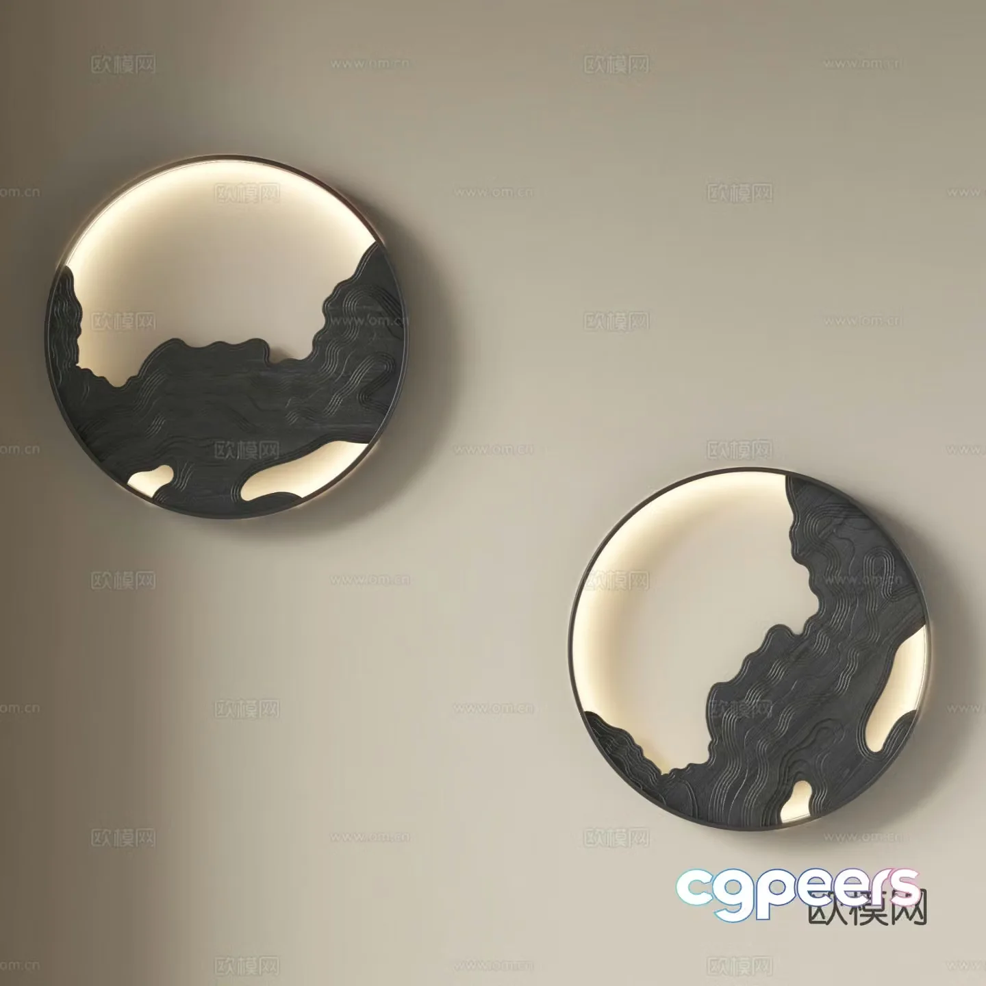 New Chinese style wall lamp round wall lamp 3d model