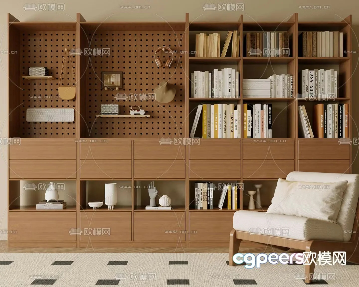 Wasabi Bookcase Showcase 3D Model