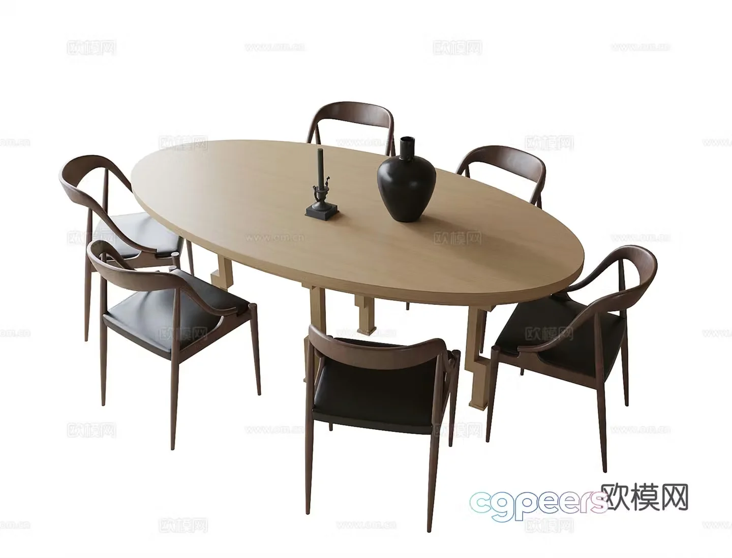 Modern dining table and chair Dining chair Oval dining table 3d model