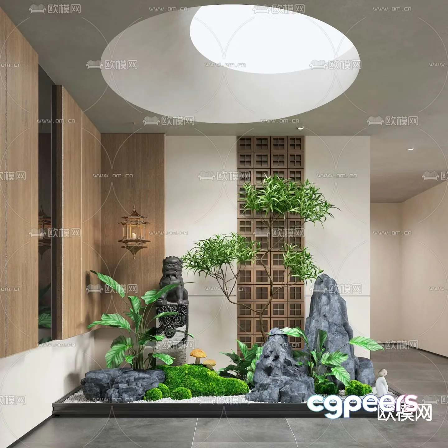 New Chinese style interior landscape 3D model