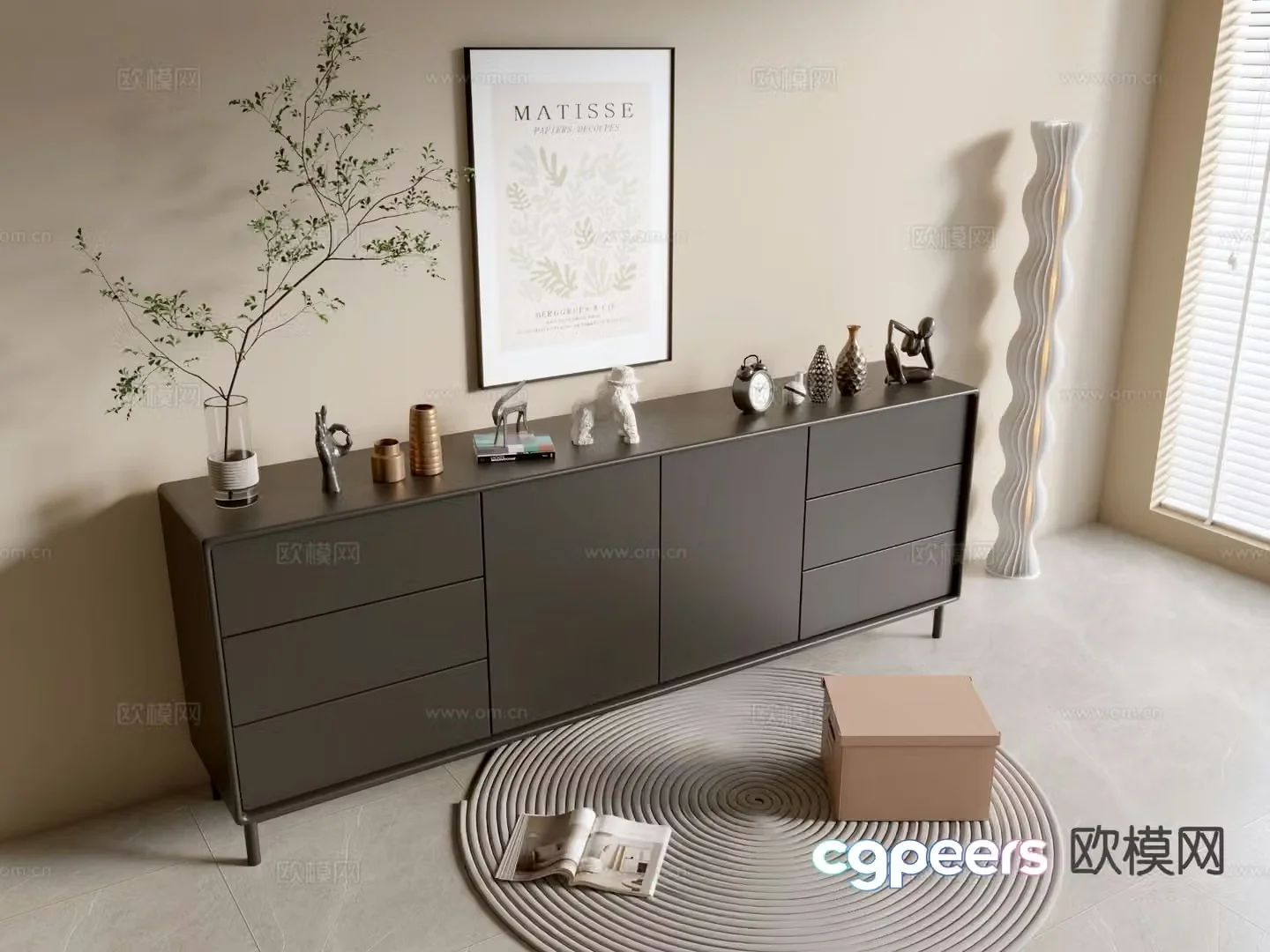 Modern chest of drawers side cabinet 3d model