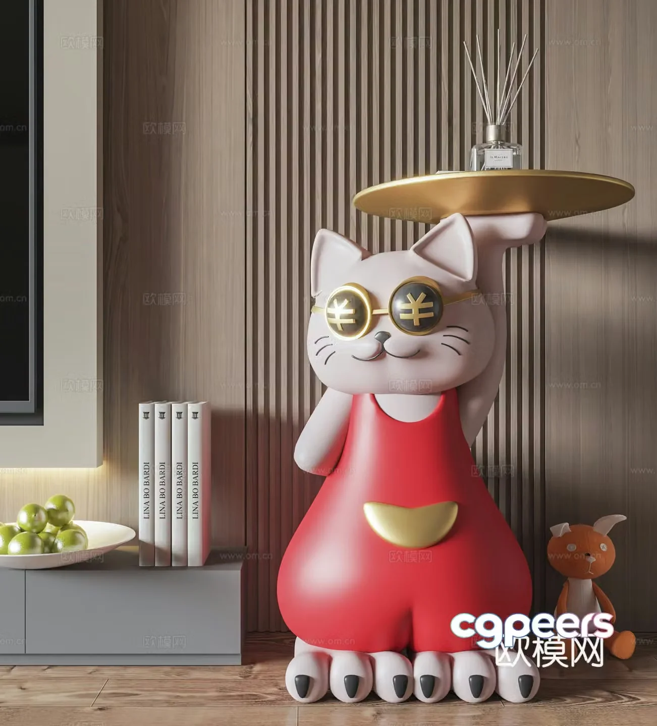 Kitten sculpture trendy toy doll cartoon ornament 3D model