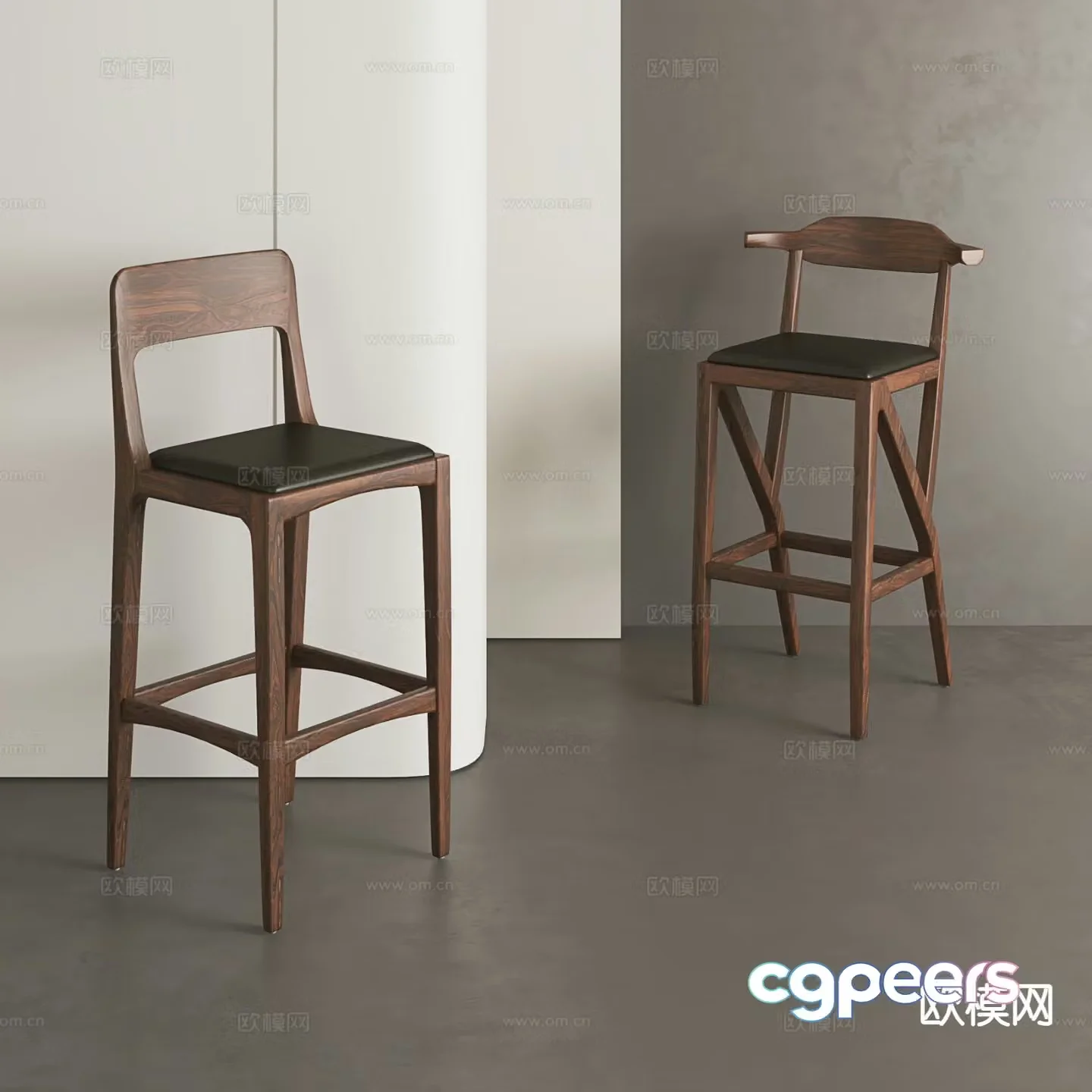 Medieval style bar stool 3d model