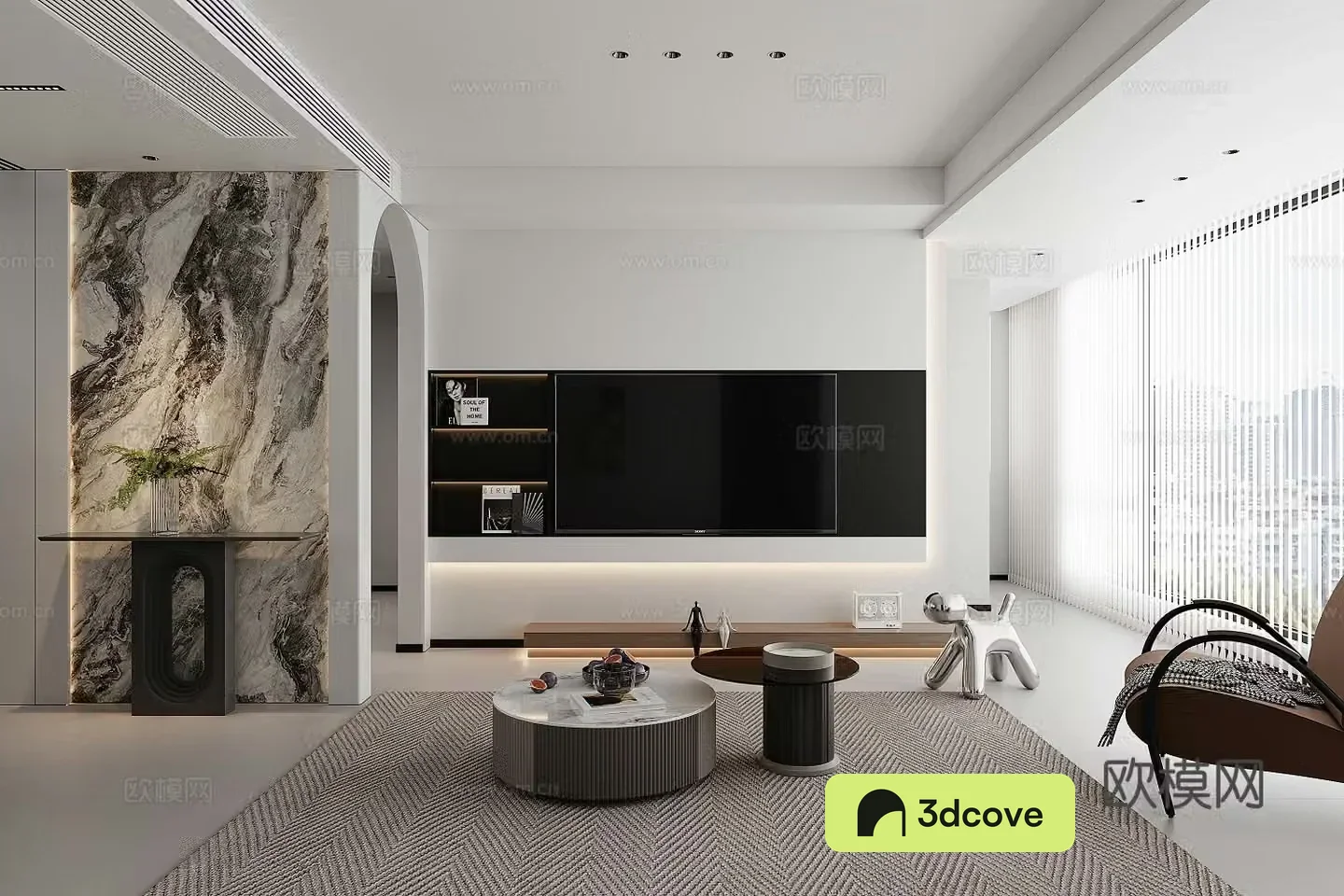 Modern living and dining room