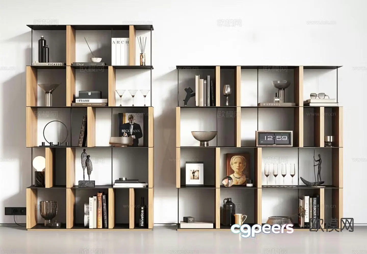 Modern bookshelf storage rack 3d model