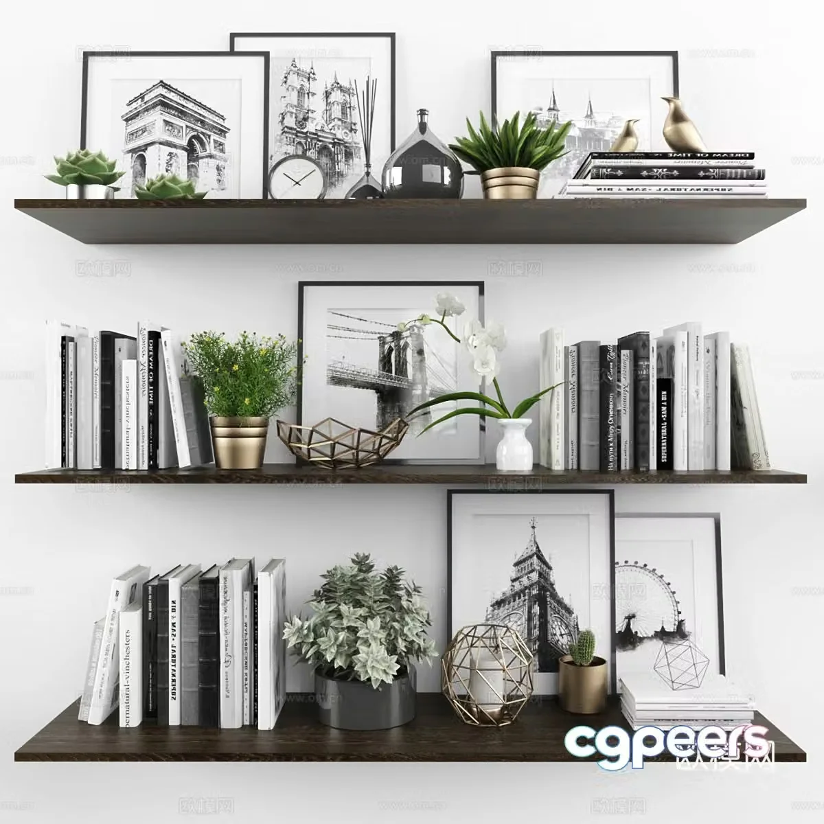 Modern ornament ornaments Books Potted 3D model