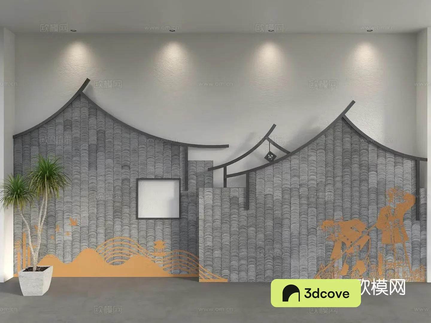 Chinese style background wall tile background wall horse head wall background wall Hui style building background wall construction wheel