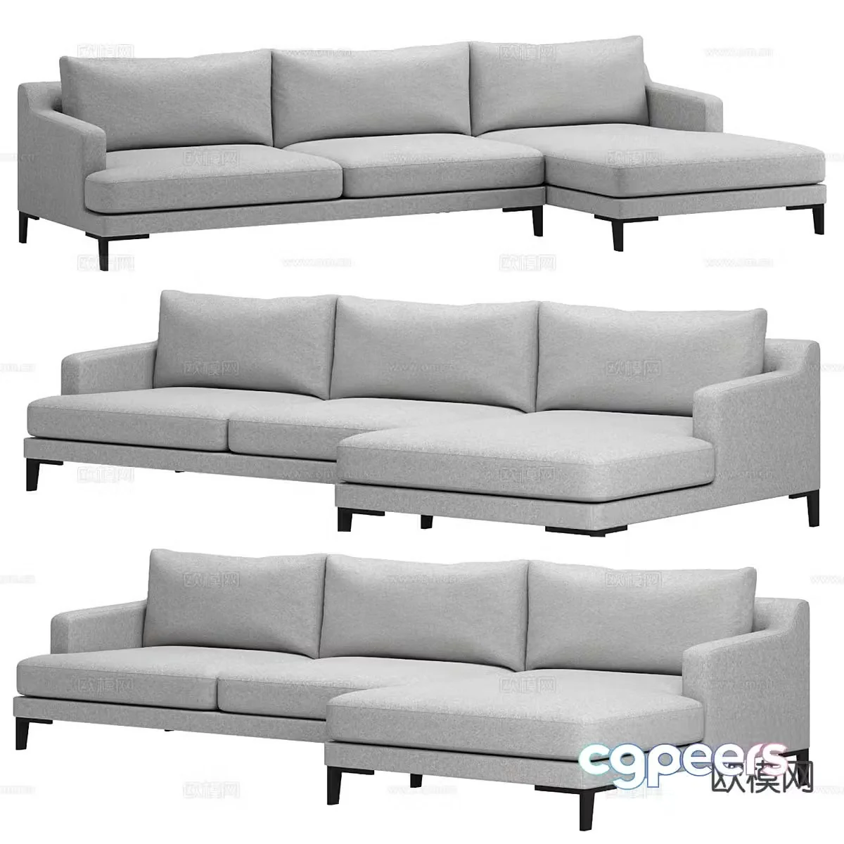 Modern corner sofa multi-person sofa 3d model