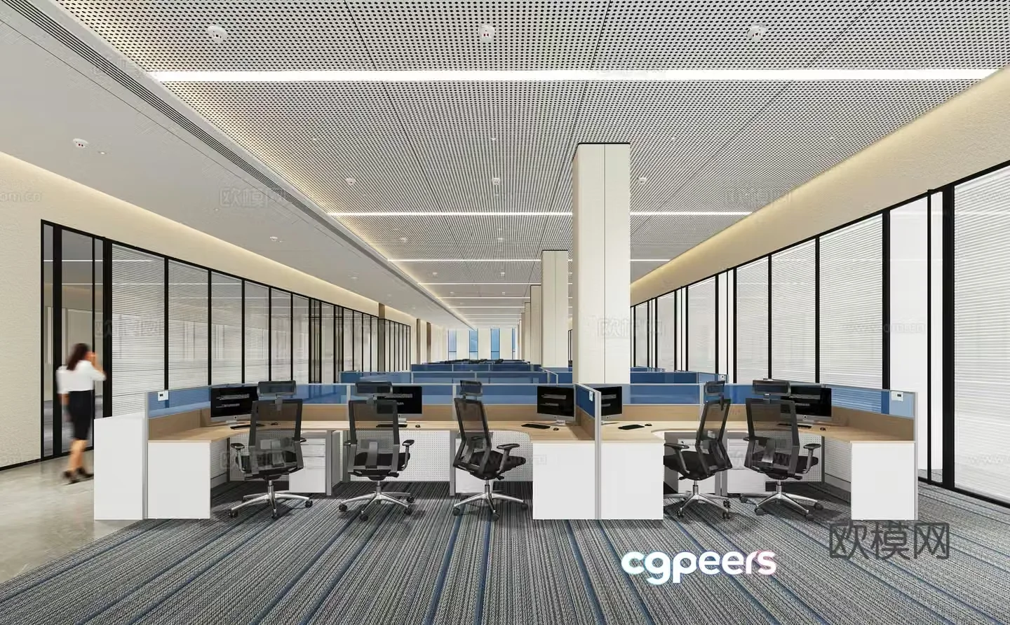 Modern open office 3d model