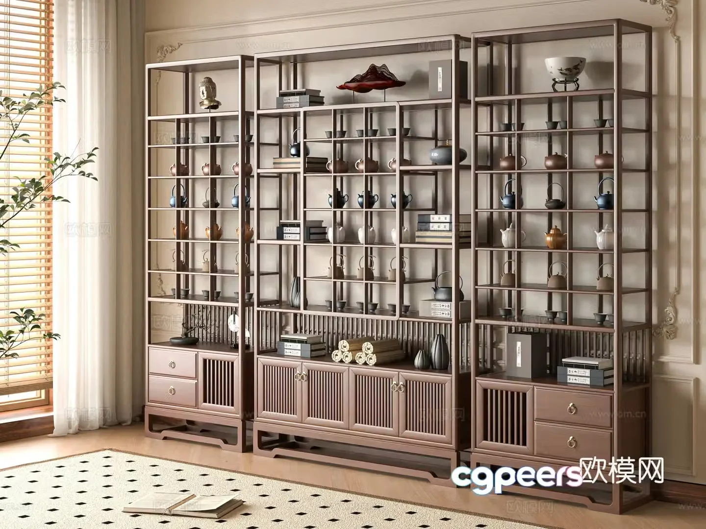 Middle-aged style Bo Ancient Shelf 3D Model