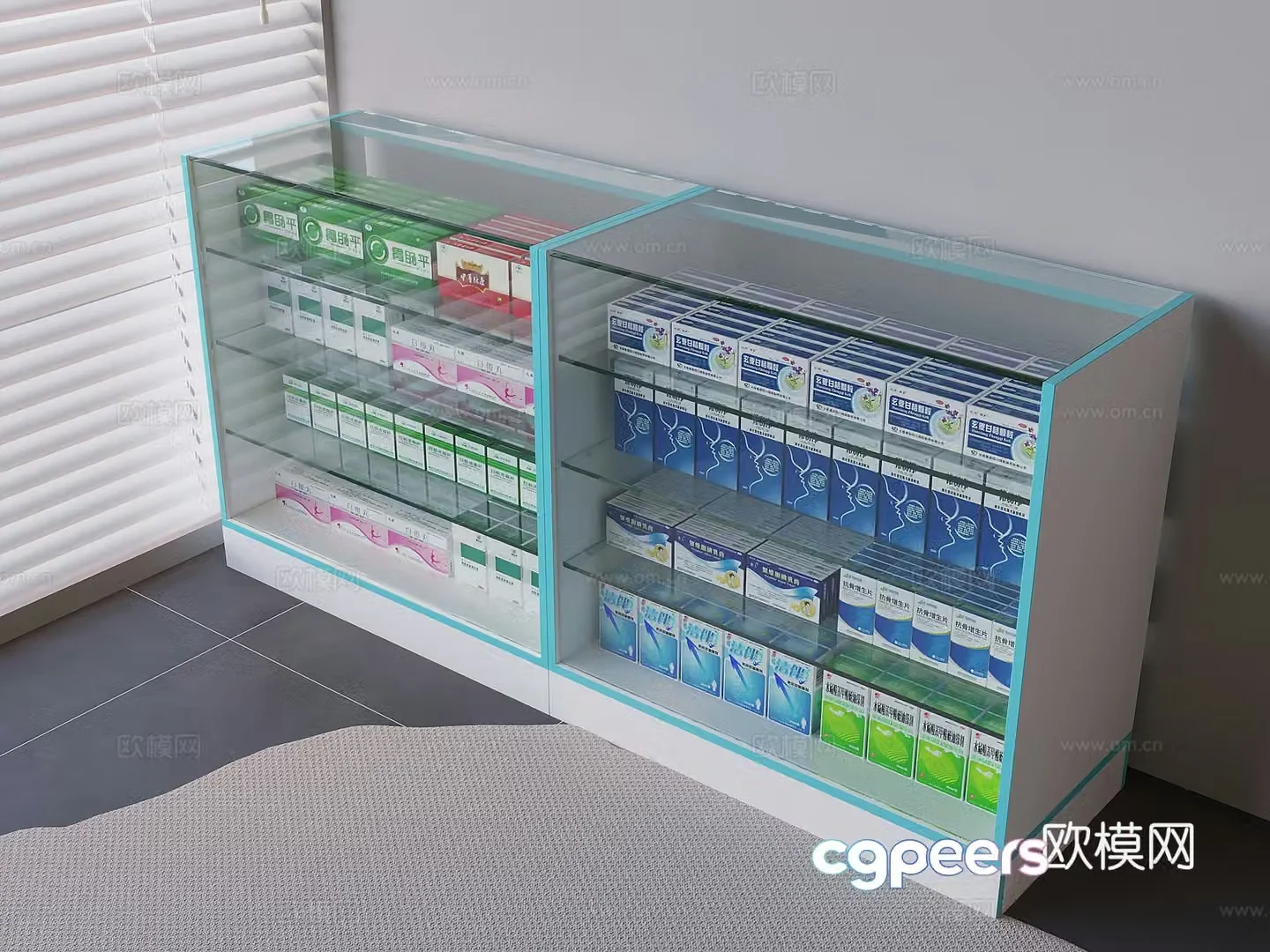 Pharmacy drug cabinet display cabinet medicine display cabinet shelf 3D model