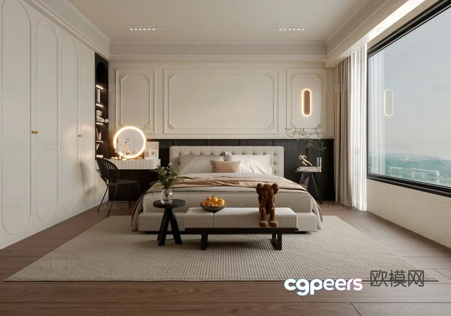 French retro bedroom 3d model