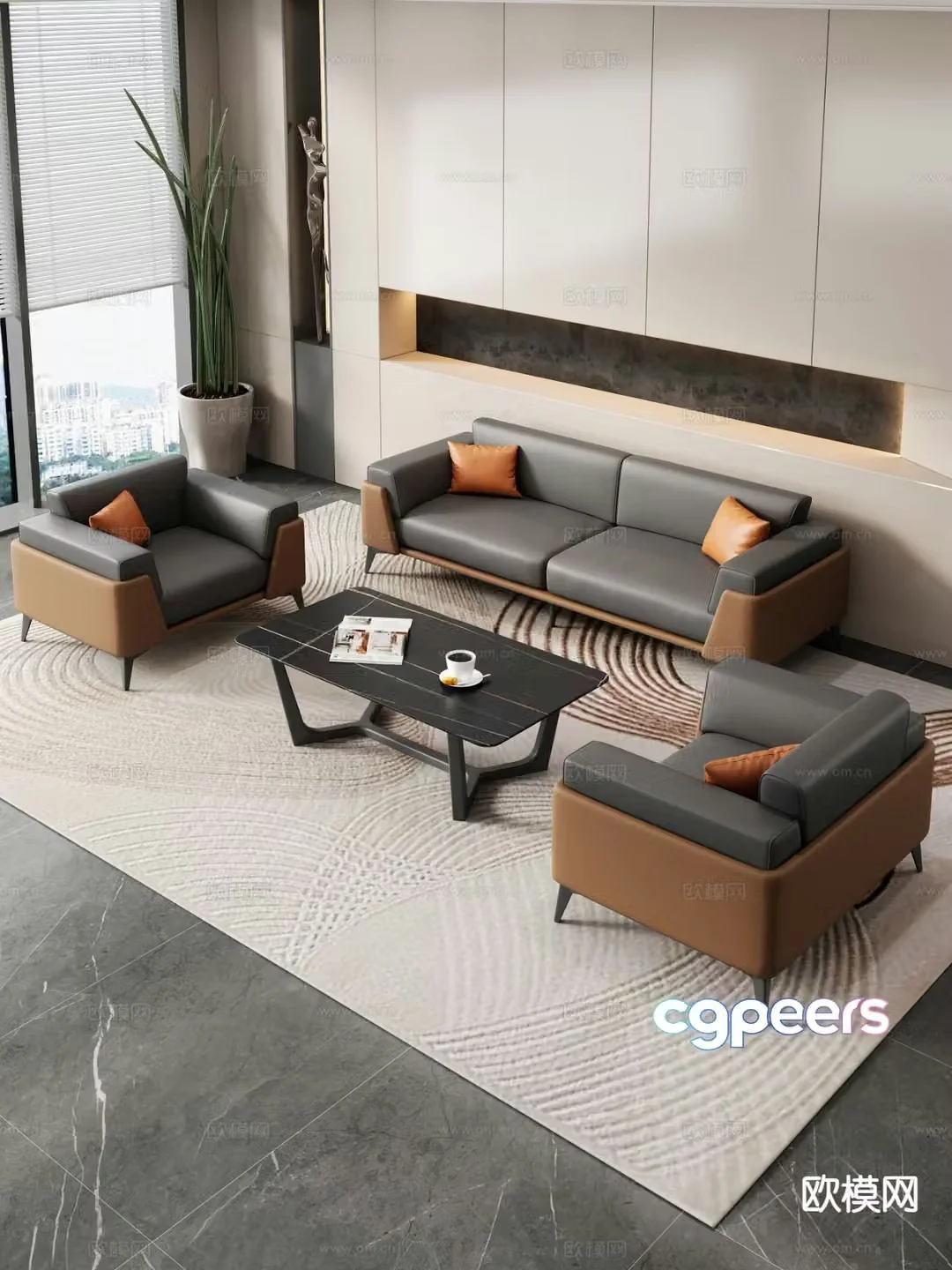 Modern office sofa modular sofa 3d model