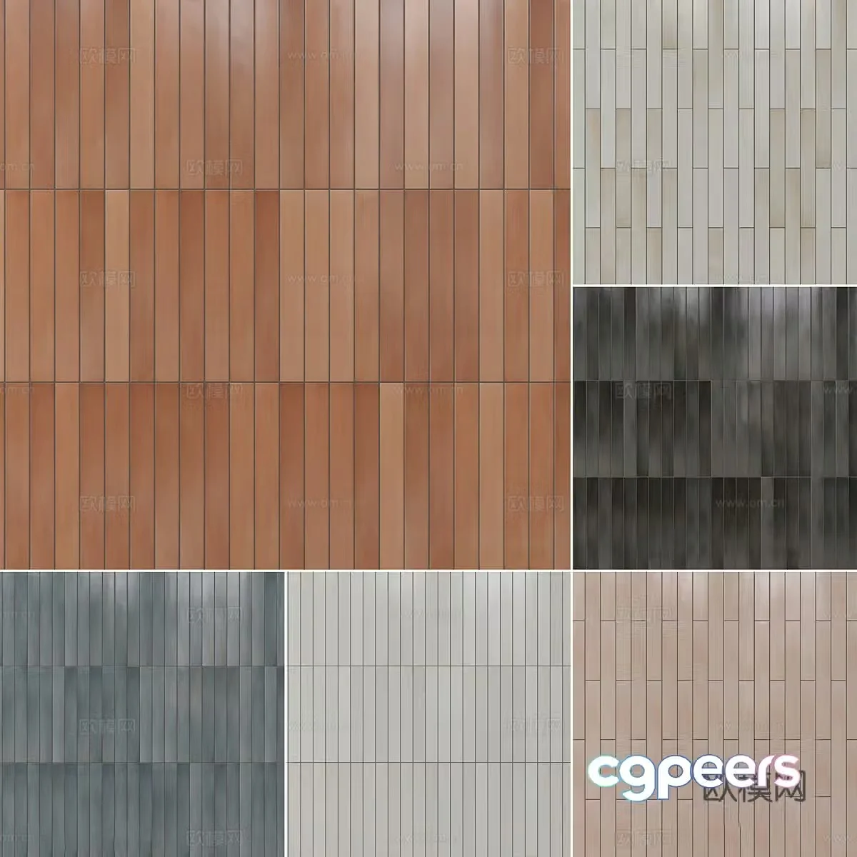 New Chinese style ceramic tiles flower tiles strip tiles 3D model