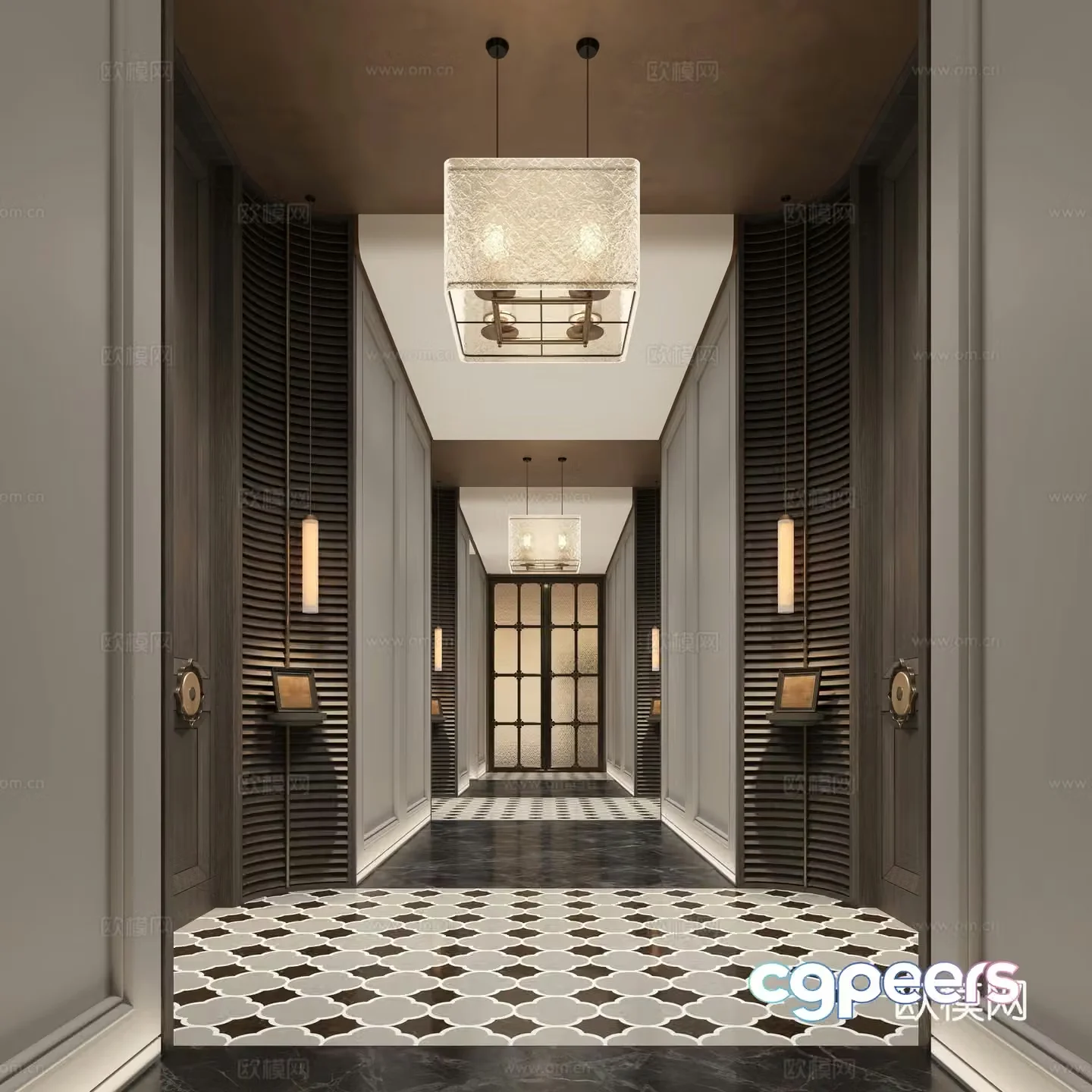 Hotel aisle 3d model