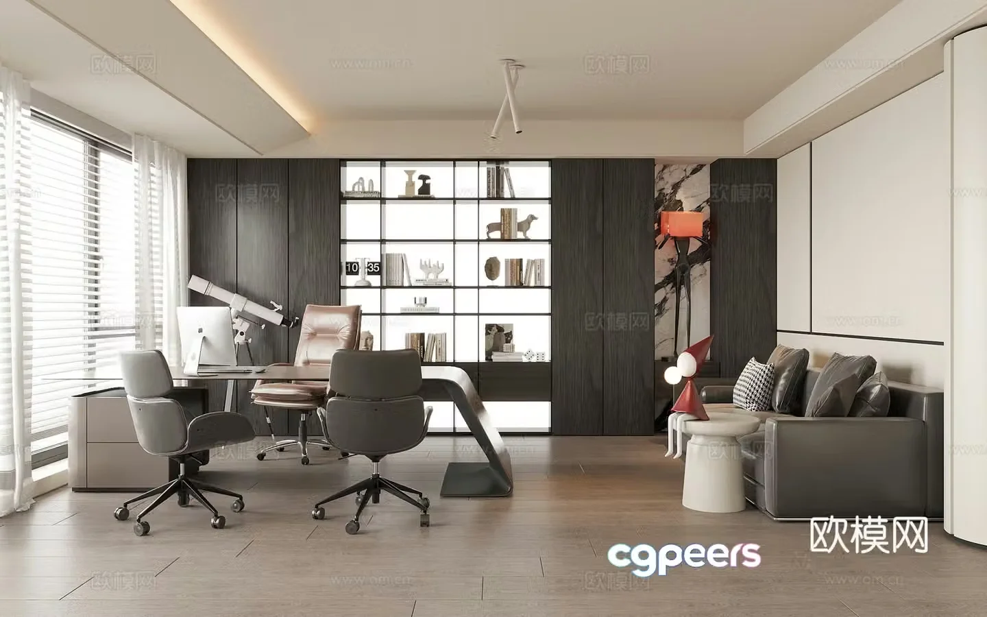Modern General Manager Office Boss Office Desk and Chair Office Chair 3D Model