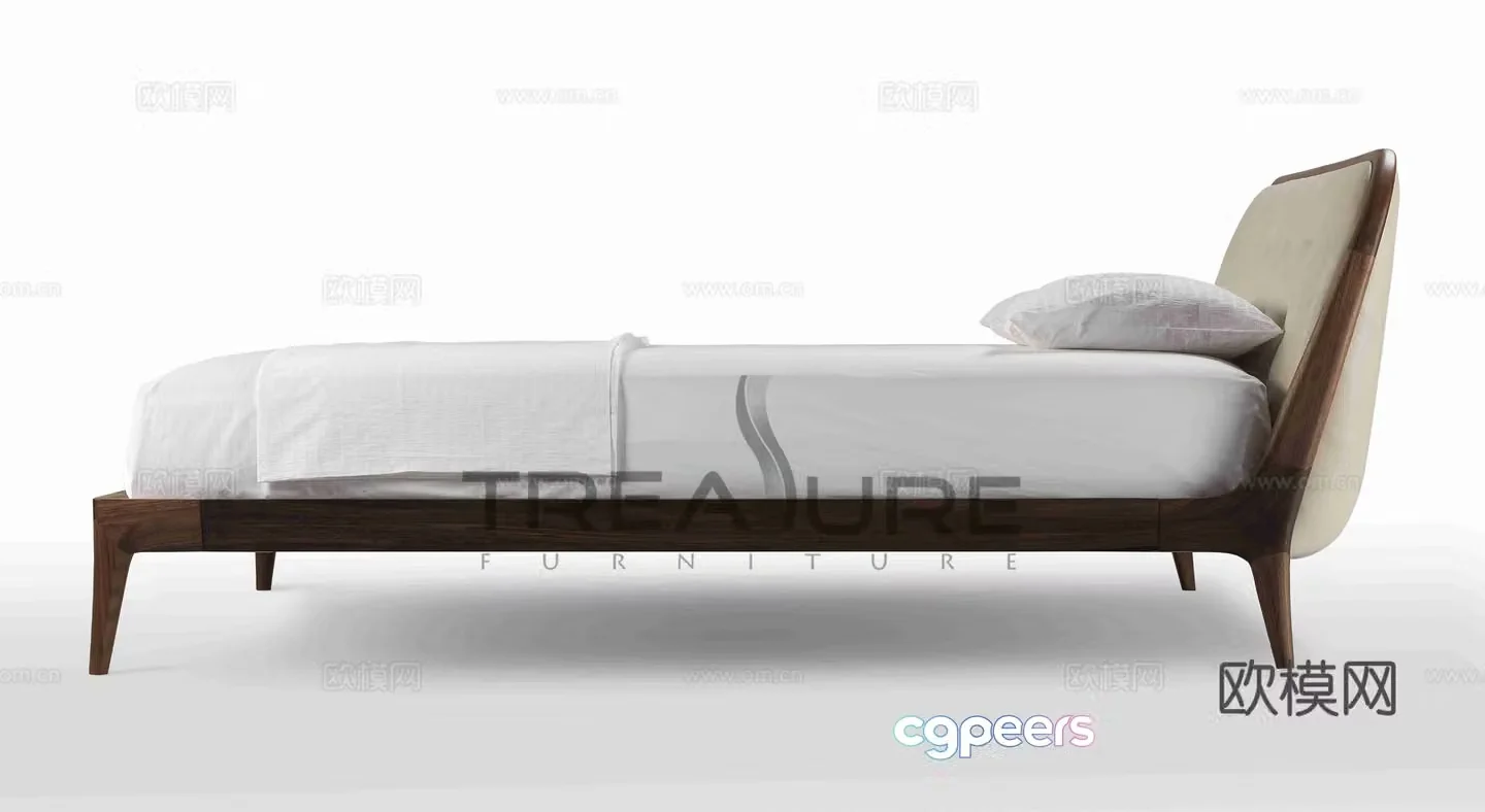 New Chinese style double bed 3d model