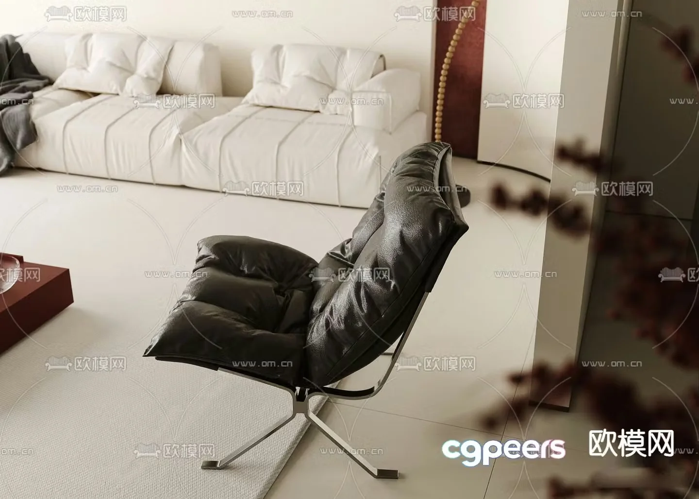 Leather chair lounge chair 3d model