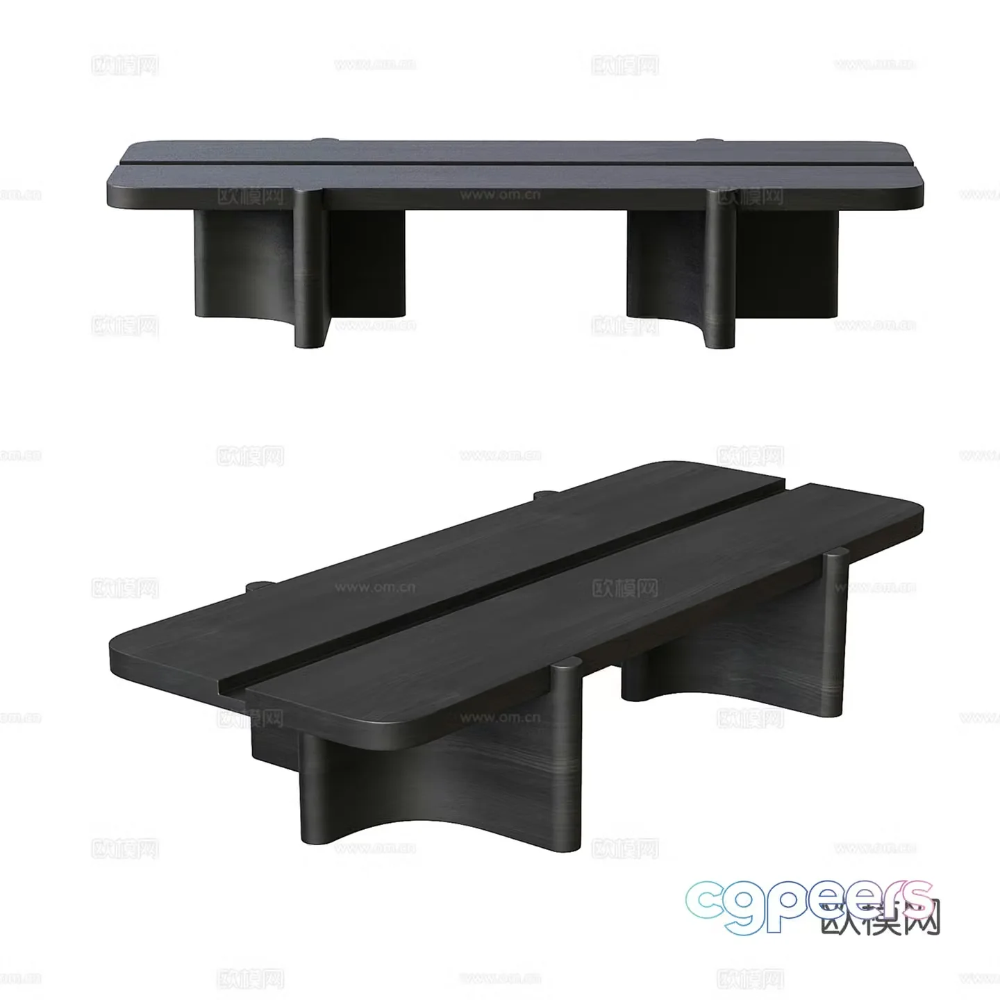 Medium style wooden coffee table 3D model