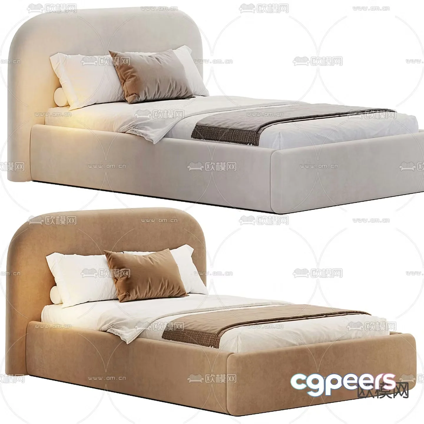 Modern fabric single bed 3d model
