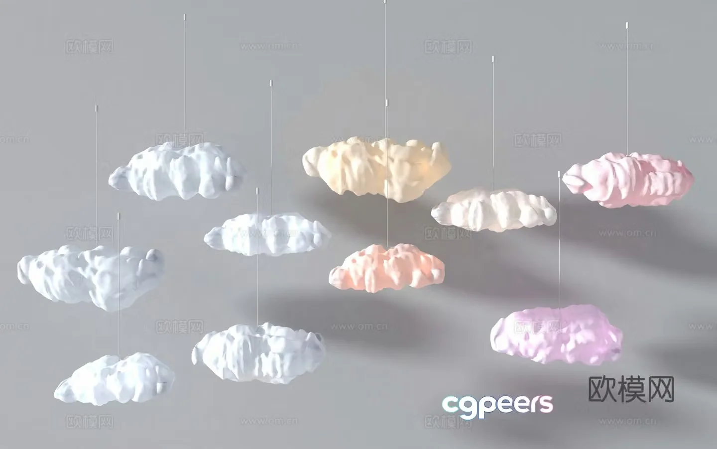 Cloud Chandelier Creative Chandelier Art Chandelier White Cloud Lamp 3D Model