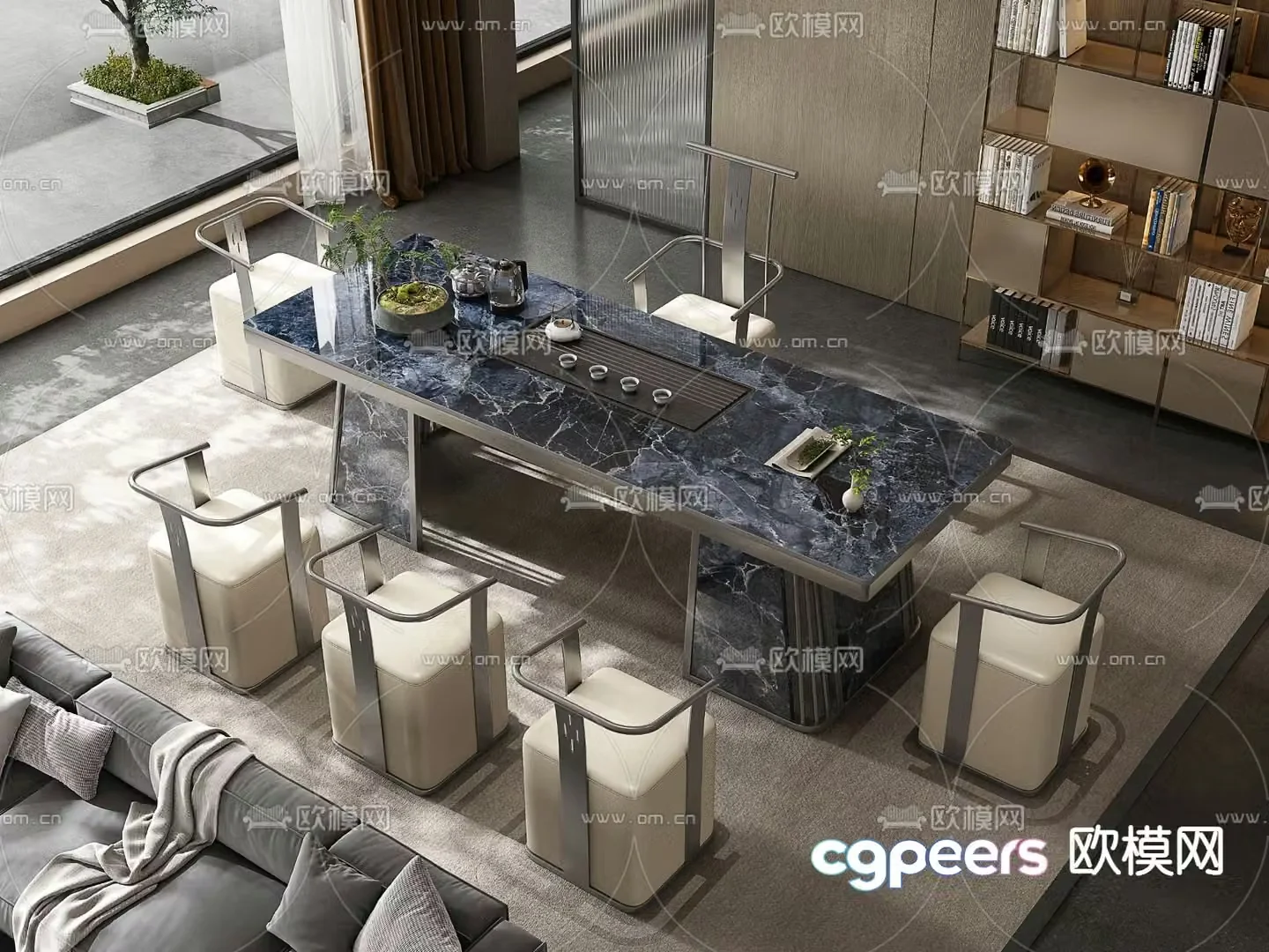 New Chinese style tea table tea table 3d model