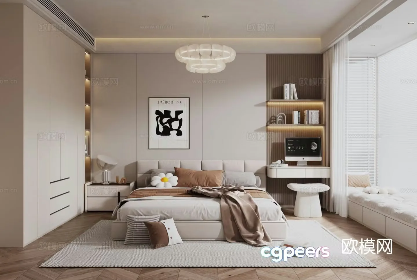 Cream style bedroom master bedroom 3d model