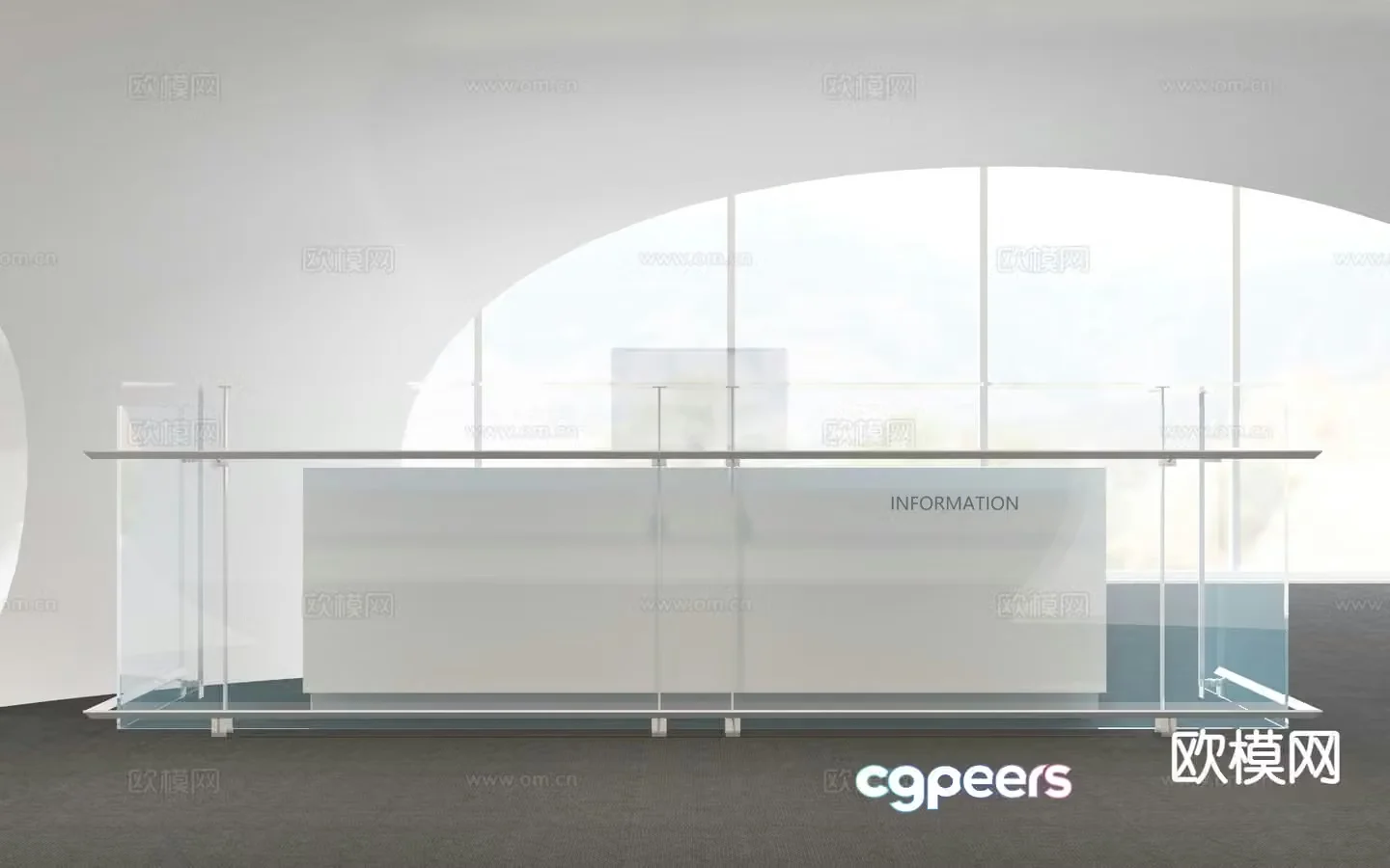 Modern acrylic front desk service desk reception desk 3d model