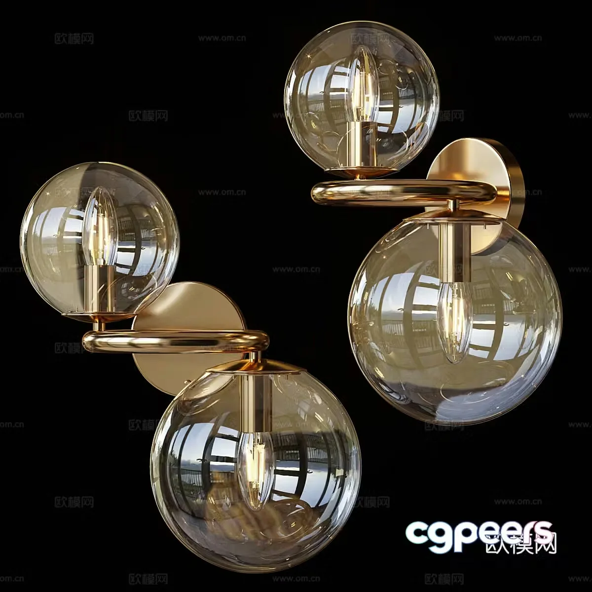 Modern light luxury spherical glass wall lamp 3d model