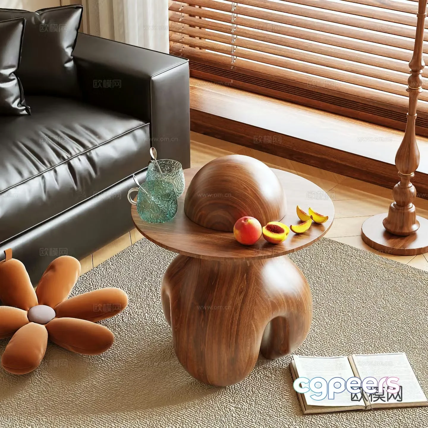Medieval style side table corner table round table table table 3D model