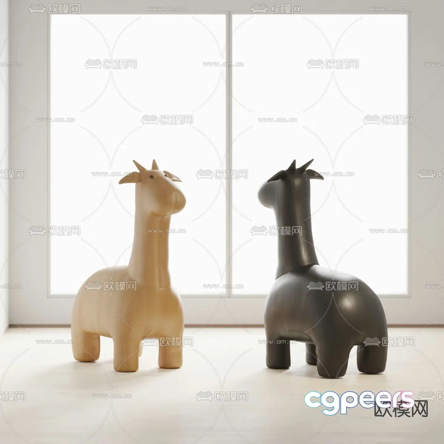 Modern children’s wooden horse toy chair 3d model