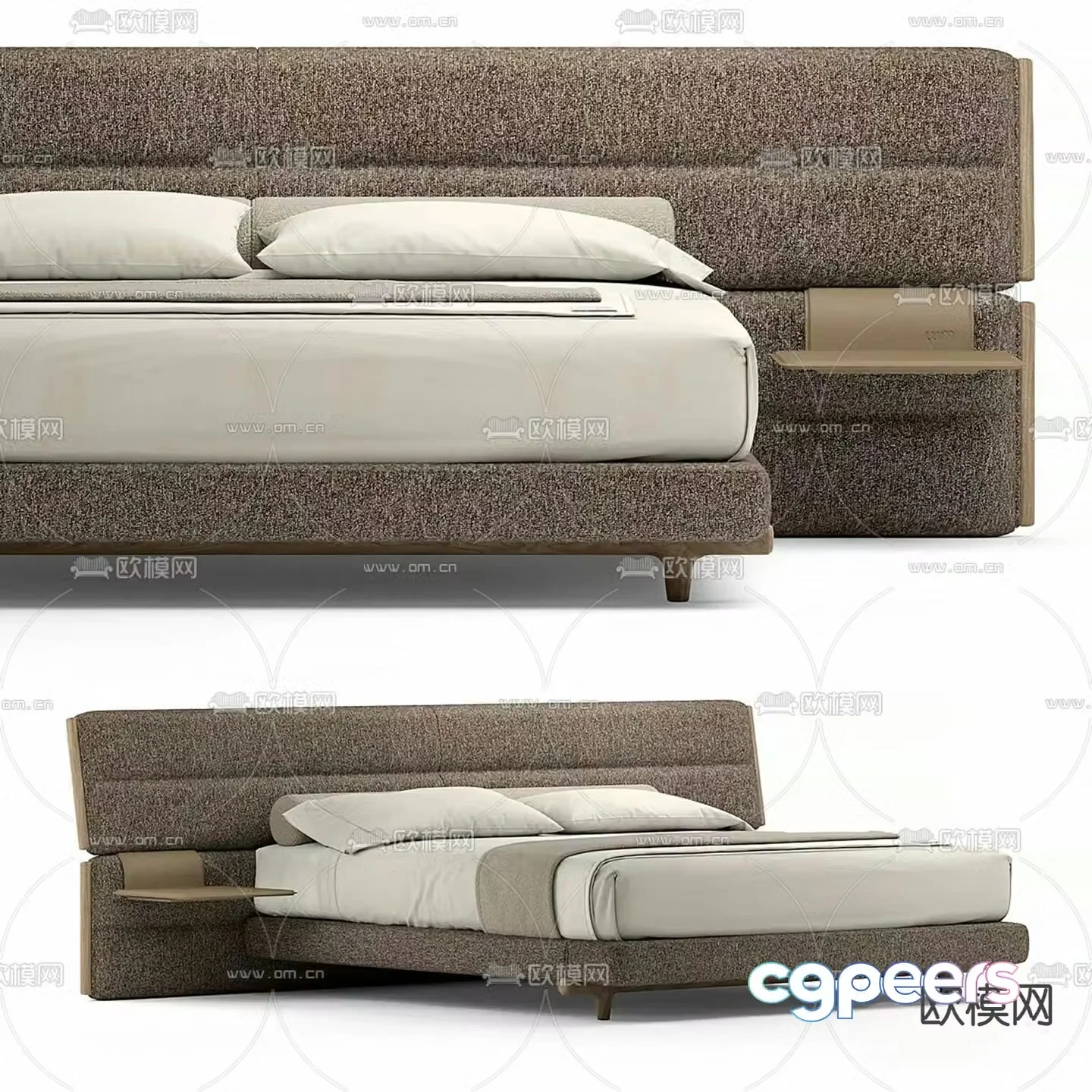Modern double bed 3d model
