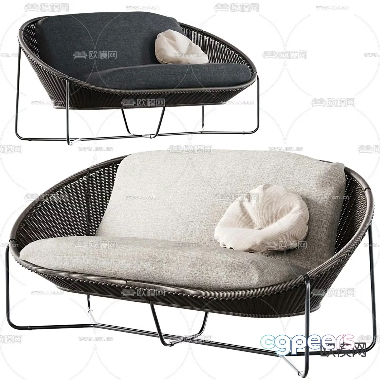 Crate & Barrel Nordic rattan chair outdoor chair 3d model