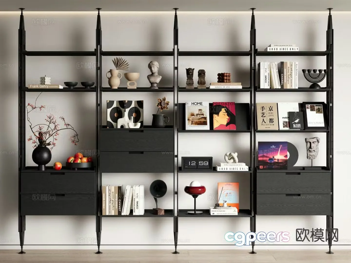 Modern bookshelf storage rack 3d model