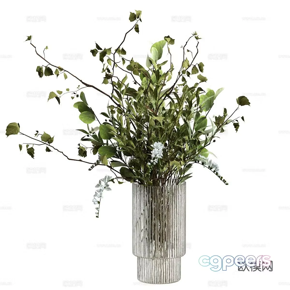 Modern glass vase flower art 3d model