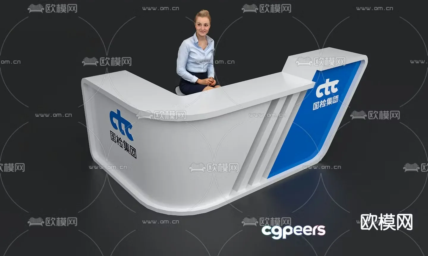 reception desk front desk service desk 3d model