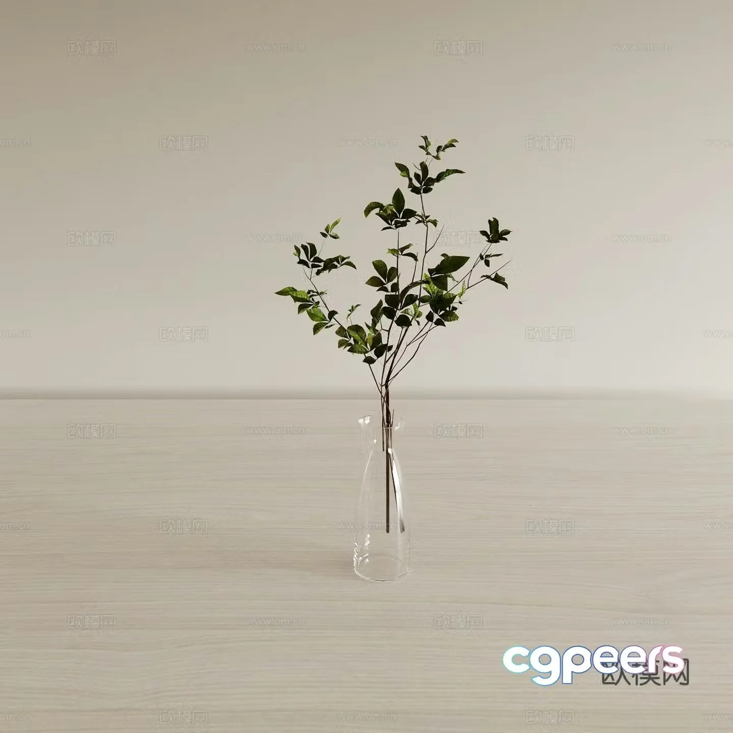 Modern hydroponic green plants vase floral 3D model
