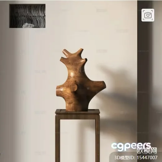 A Wooden Sculpture On A Table 3D Model – 13288 – VRAY Render
