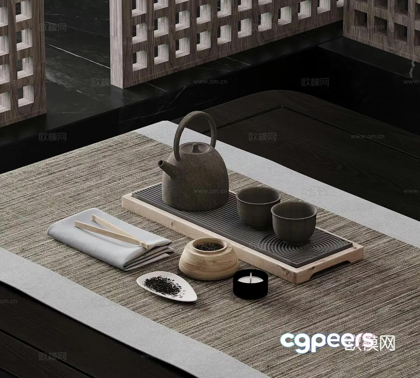 New Chinese teapot tea cup 3d model