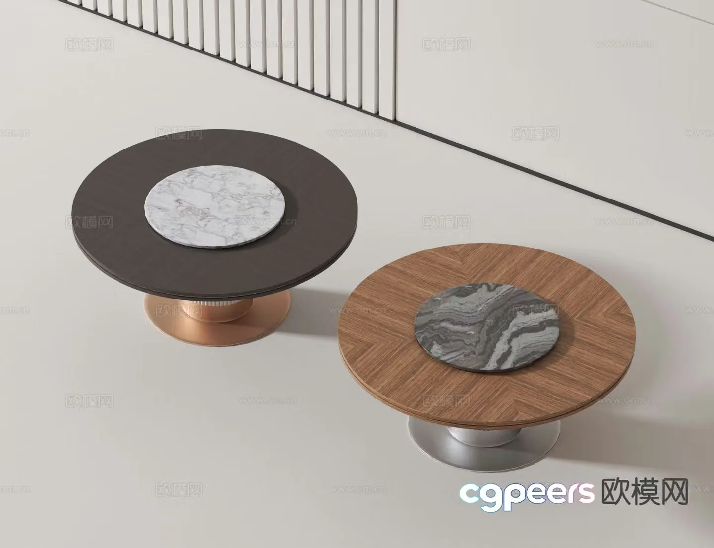 Modern round dining table 3d model