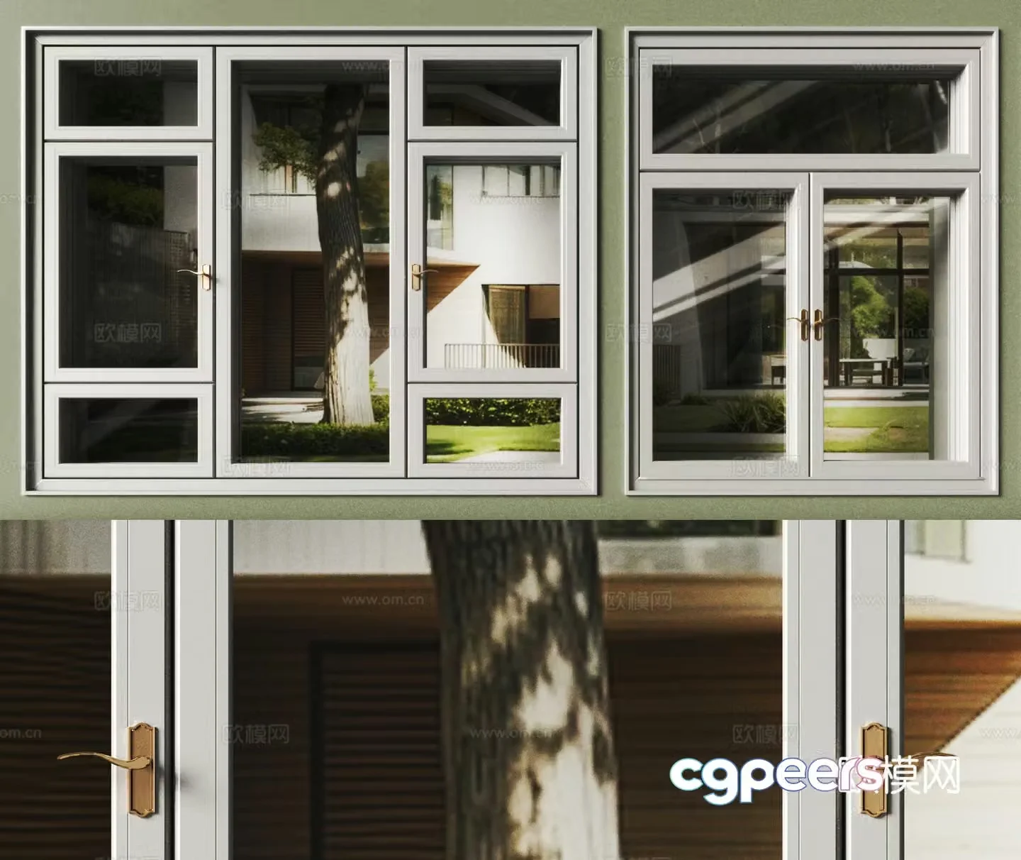 Modern windows White window frames Casement window 3d model