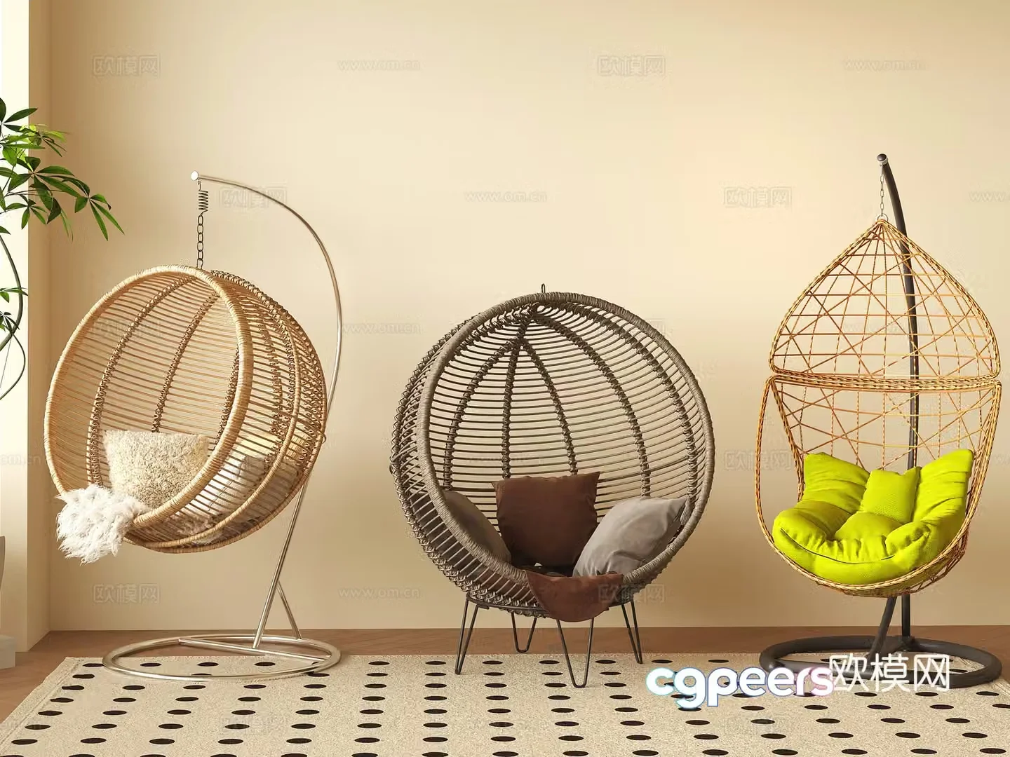 Modern hanging chair swing chair rattan chair rattan chair metal hanging chair 3d model