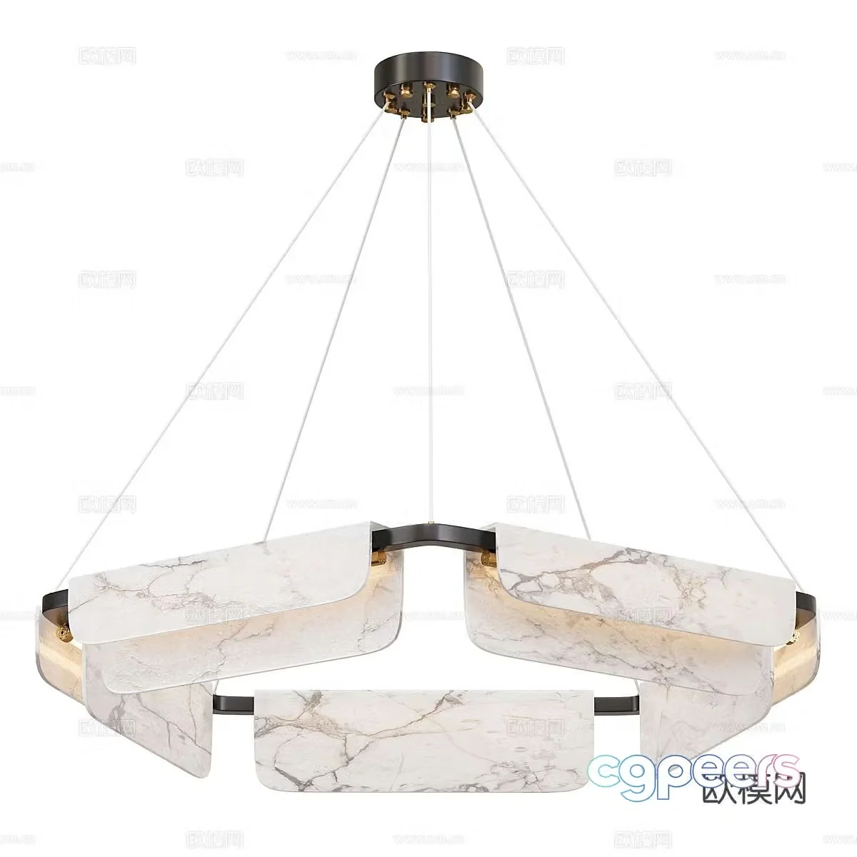 Modern Italian light luxury translucent stone chandeliers 3D model