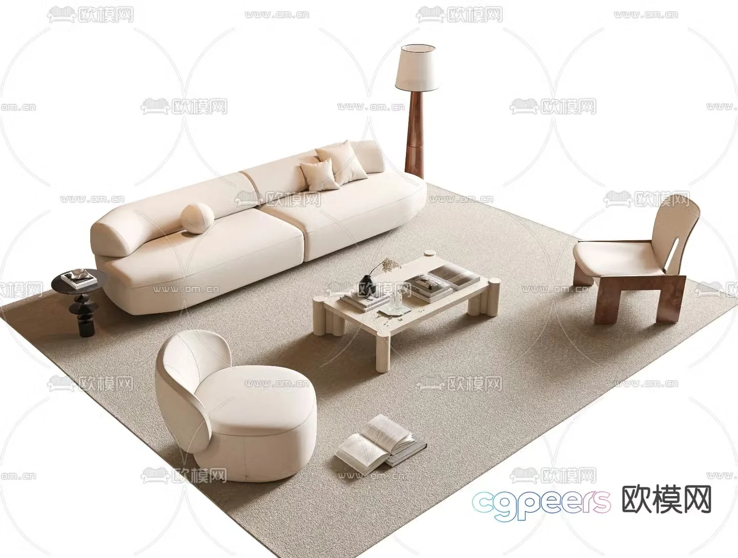 Cream style modular sofa 3d model